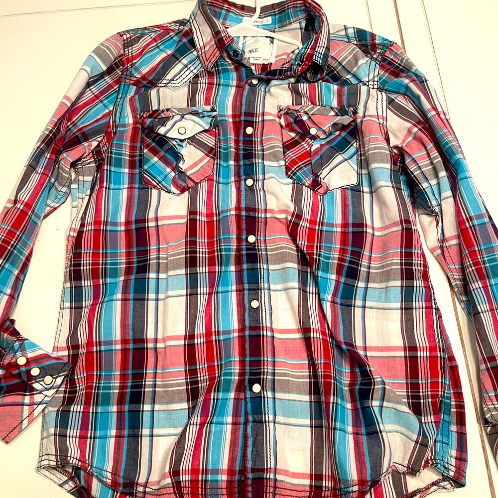 BKE brand long sleeve men button down large flannel